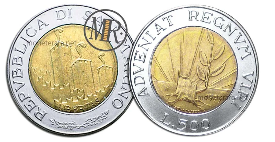 500 Lire 1993 San Marino "ADVENIANT REGNVM VIRI" | Valore Moneta 500 Lire 1993 San Marino
