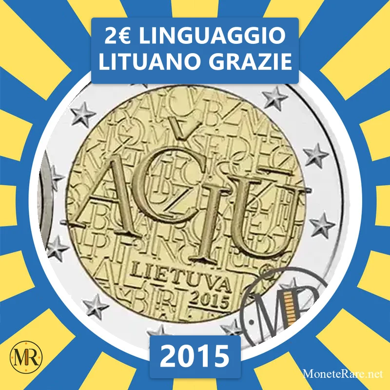 2€ Linguaggio Lituano GRAZIE 2015 Lituania (foto moneta)