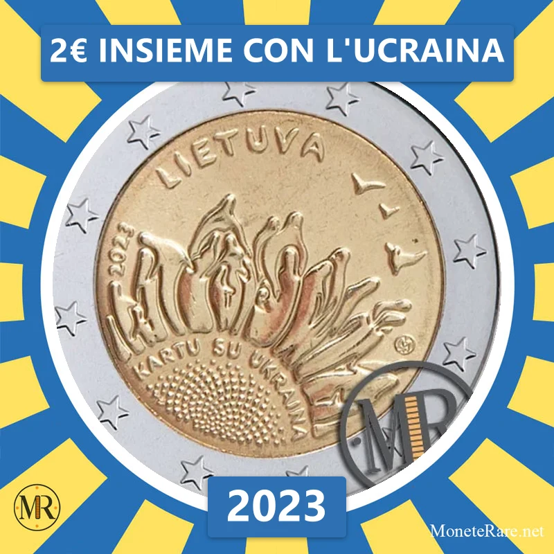 2€ Insieme con l'Ucraina 2023 Lituania (foto moneta)