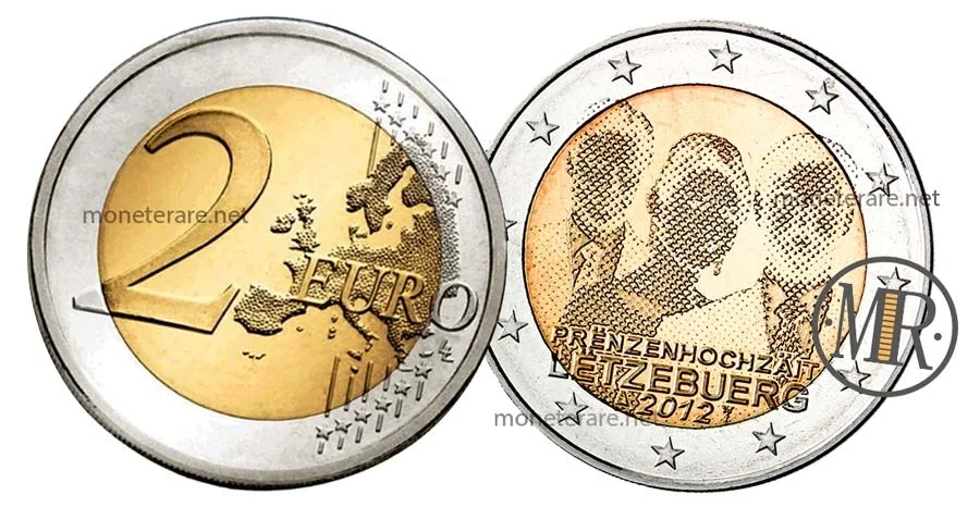 moneta 2 Euro Lussemburgo 2012 Commemorativi del Matrimonio Guillaume e Stephanie