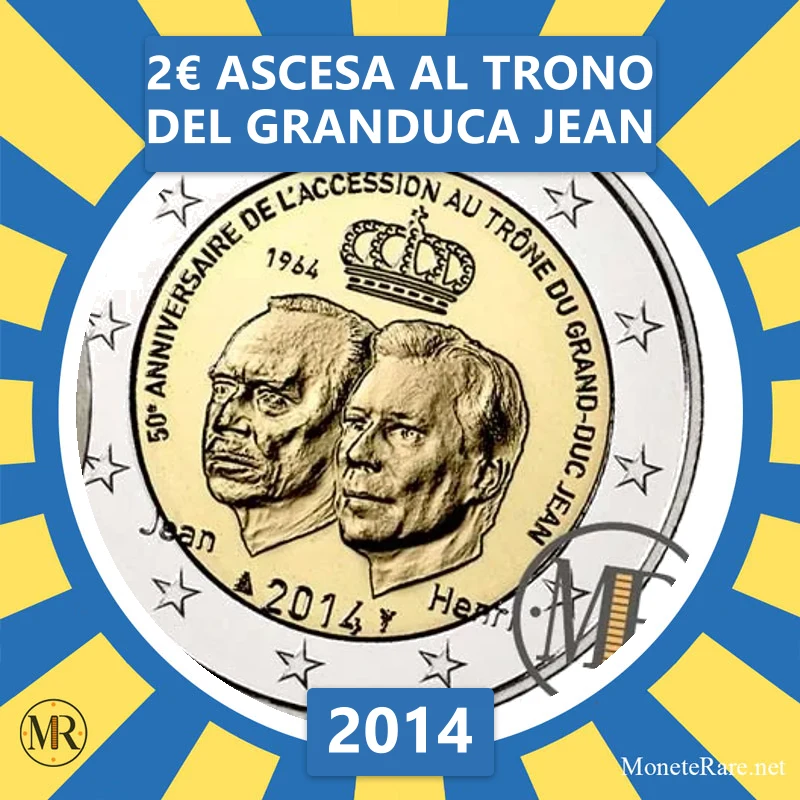 2€ Ascesa al trono del Granduca Jean 2014 Lussemburgo (foto moneta)
