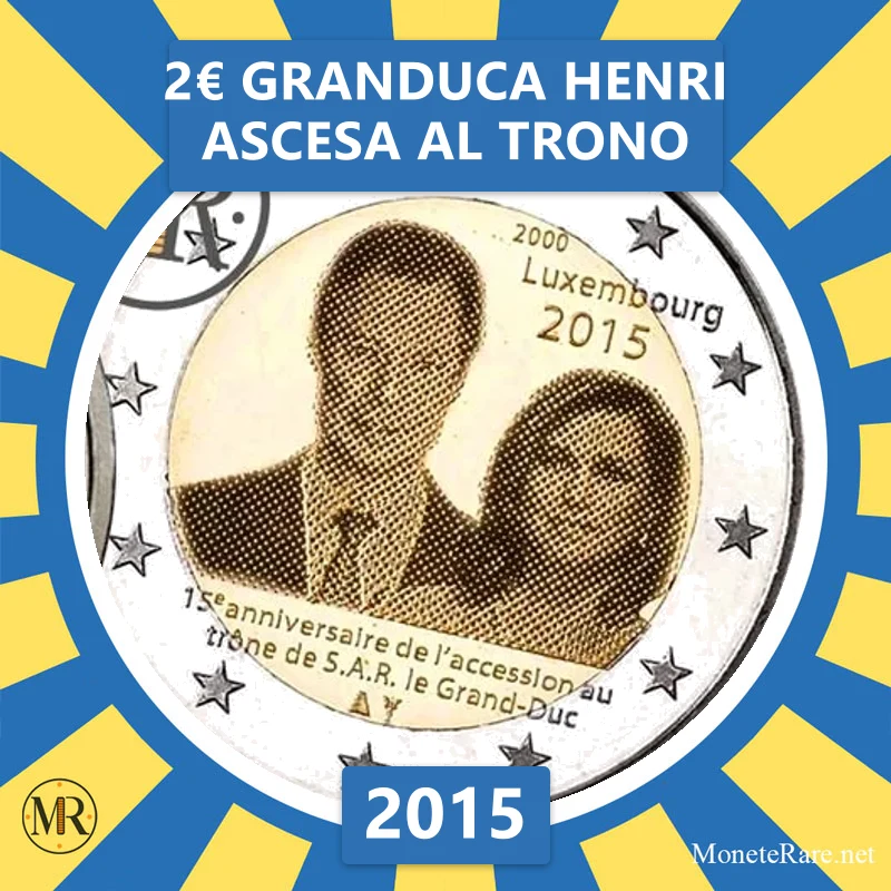 2€ Granduca Henri Ascesa al Trono 2015 Lussemburgo (foto moneta)