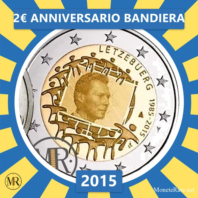 2€ Anniversario Bandiera 2015 Lussemburgo (foto moneta)
