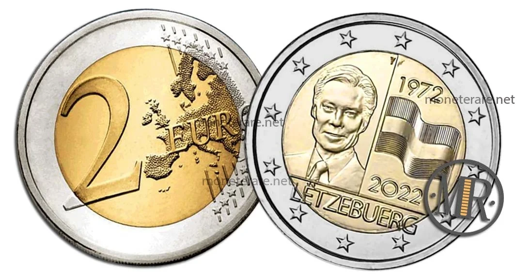 2 Euro Commemorativi Lussemburgo 2022 Bandiera del Lussemburgo