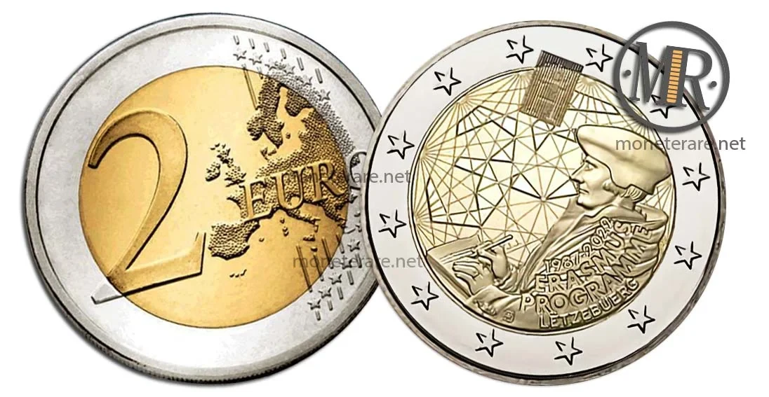 2 Euro Commemorativi Lussemburgo 2022 Programma Erasmus