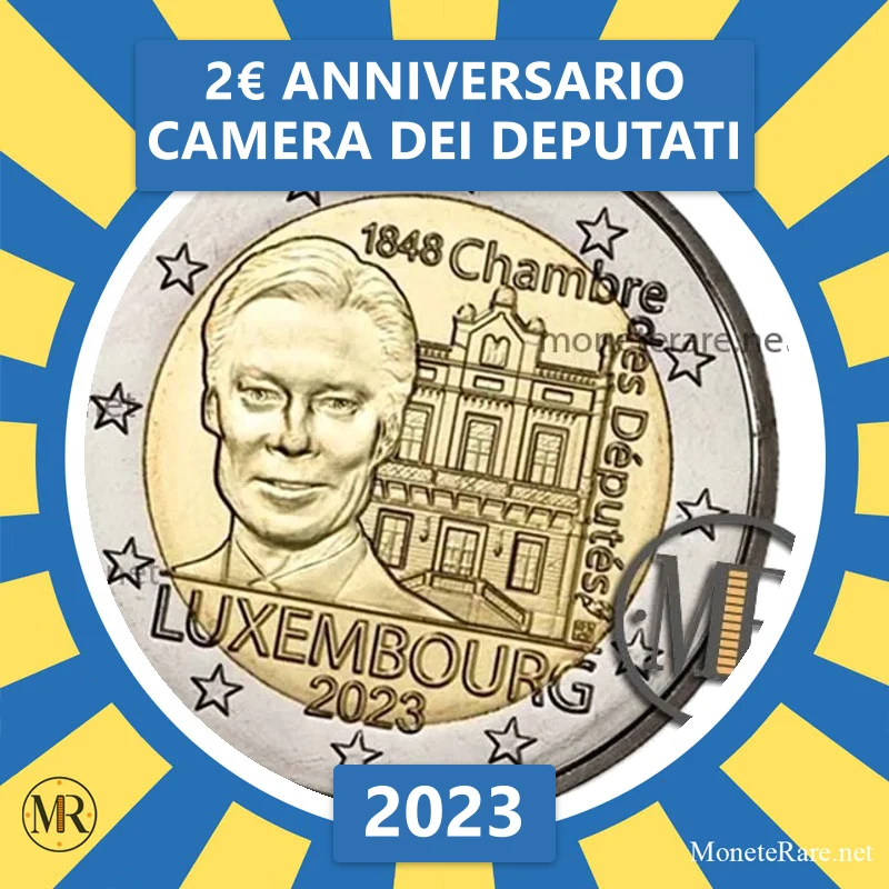 2€ Anniversario Camera dei Deputati 2023 Lussemburgo (foto moneta)