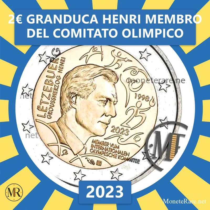 2€ Granduca Henri membro del Comitato Olimpico 2023 Lussemburgo (foto moneta)