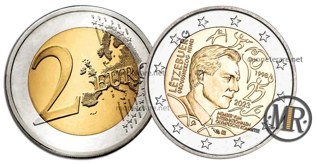 2 Euro Commemorativi Lussemburgo 2023 Granduca Henri membro del Comitato Olimpico