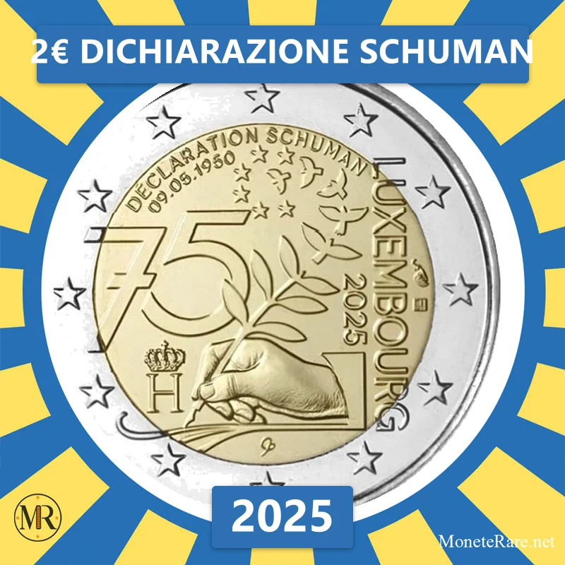 2€ Dichiarazione Schuman 2025 Lussemburgo (foto moneta)