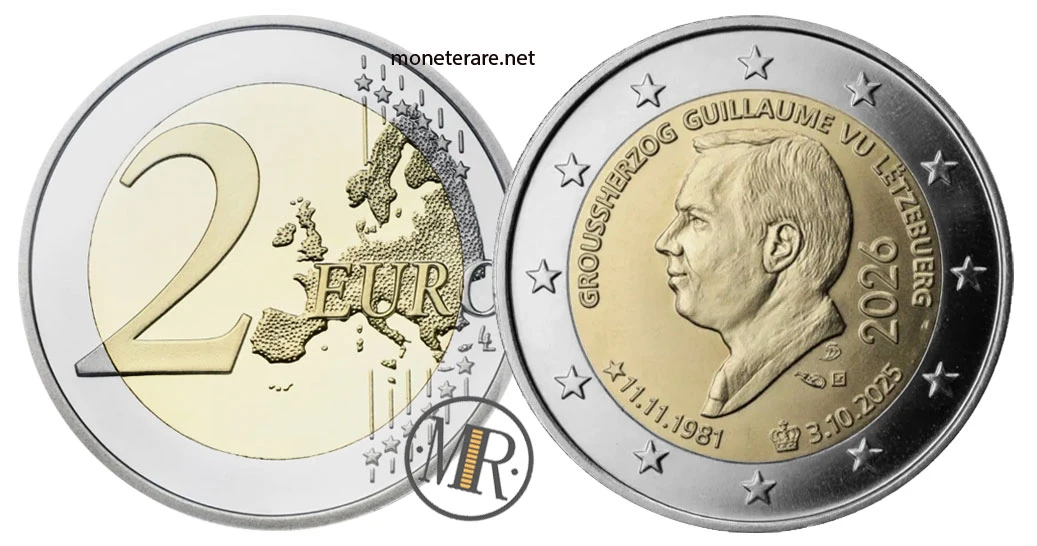 2 Euro Commemorativi Estonia 2026 – Ascesa / compleanno Granduca Guillaume V