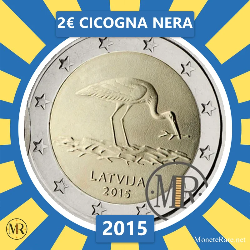 2€ Cicogna Nera 2015 Lettonia (foto moneta)