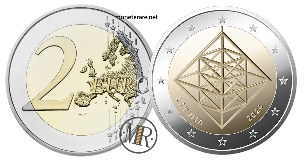 2 Euro Commemorativi Lettonia 2024 – Puzuris (ornamento del solstizio d'inverno)