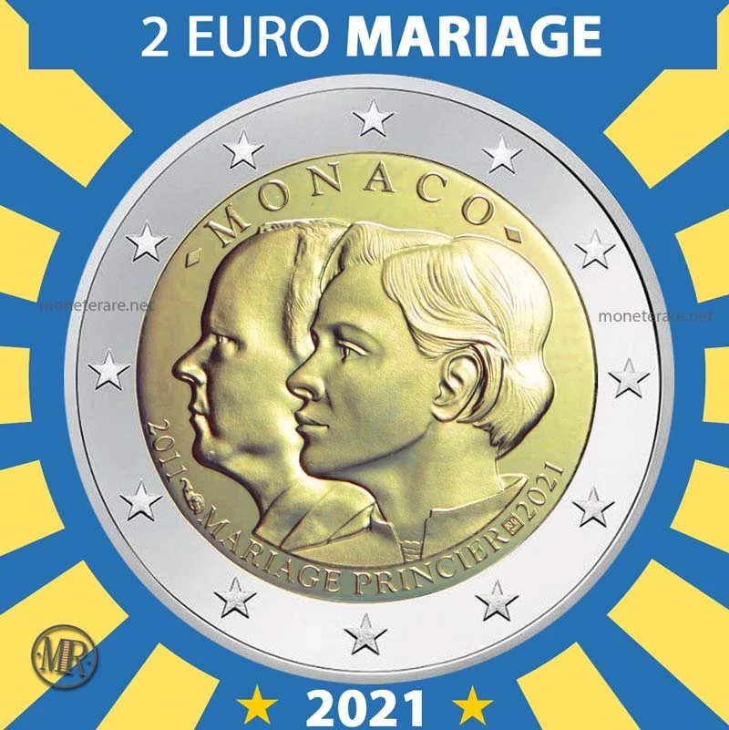 2€ Anniversario Matrimonio Principe Alberto e Charlene 2021 Estonia 2€ Anniversario Matrimonio Principe Alberto e Charlene 2021 Estonia (foto moneta)
