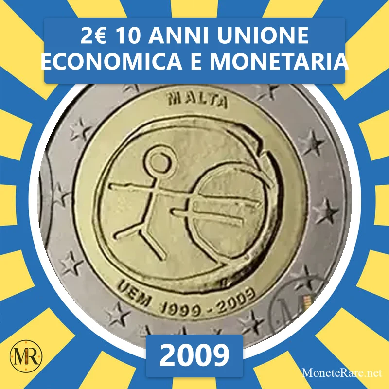 2€ 10 anni Unione Economica e Monetaria 2009 Malta (foto moneta)