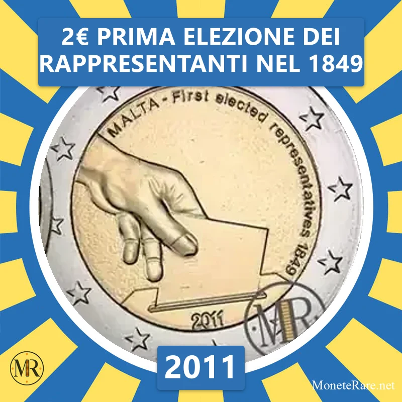 2€ Prima elezione dei rappresentanti nel 1849 2011 Malta (foto moneta)