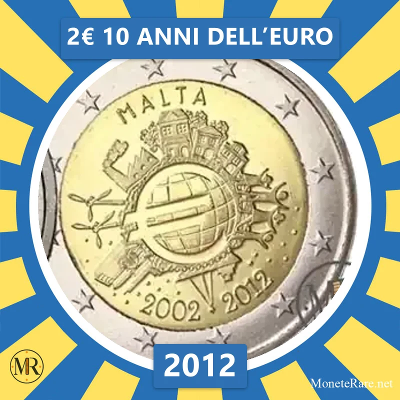 2€ 10 anni dell’Euro 2012 Malta (foto moneta)