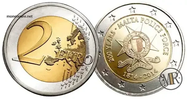 2 Euro Commemorativi Malta 2014 200° anniversario del Corpo di Polizia di Malta