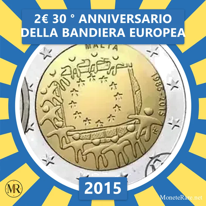 2€ 30 ° anniversario della Bandiera Europea 2015 Malta (foto moneta)