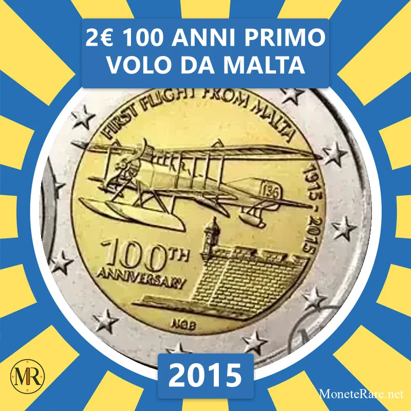 2€ 100 Anni primo volo da Malta 2015 Malta (foto moneta)