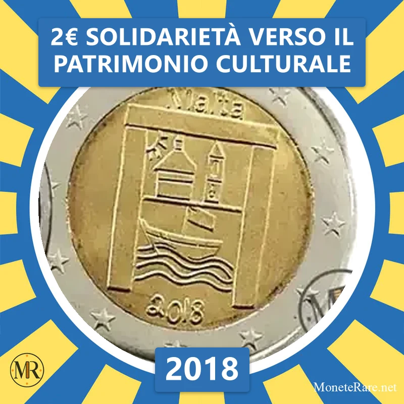 2€ Solidarietà verso il Patrimonio Culturale 2018 Malta (foto moneta)