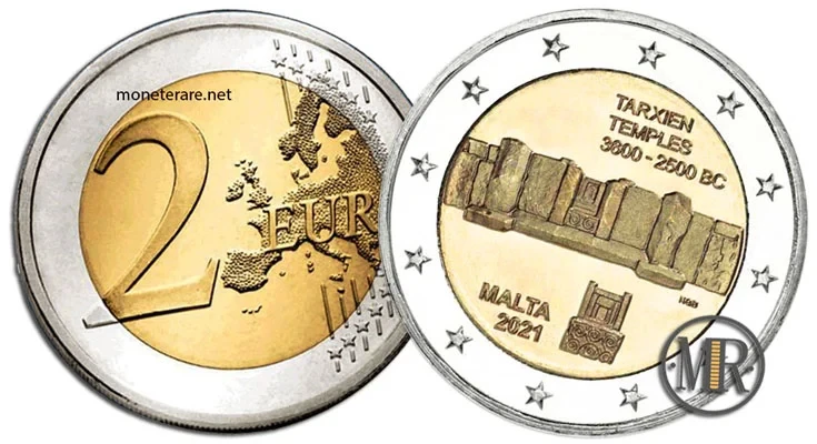 2 Euro Commemorativi Malta 2021 Templi di Tarxien