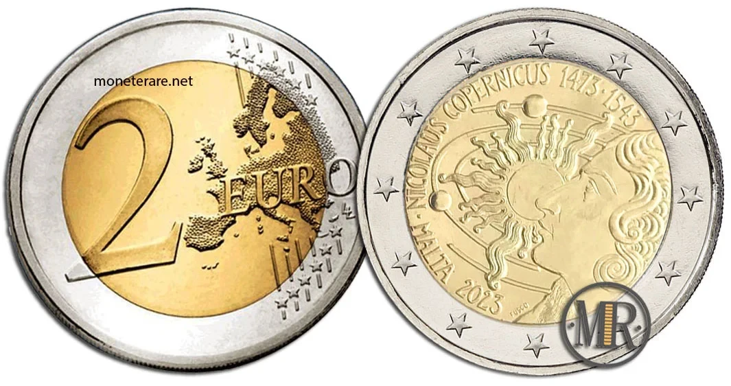 2 Euro Commemorativi Malta 2023 Copernico
