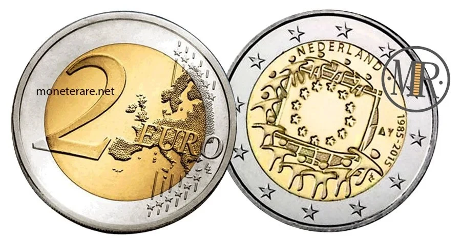 2 Euro Commemorativi Paesi Bassi 2015 Bandiera Europea - 2 euro olanda 2015