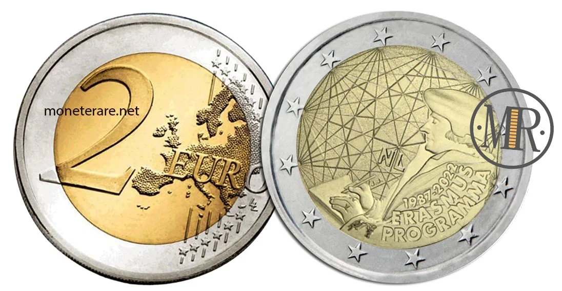 2 Euro Commemorativi Olanda 2022 Programma Erasmus