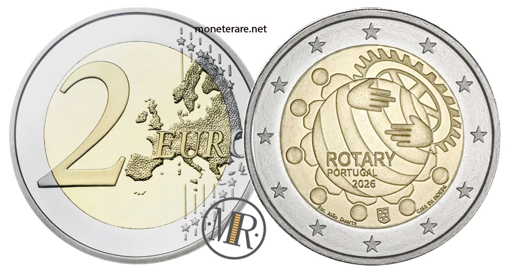 2 Euro Commemorativi Portogallo 2026 – 100° Rotary in Portogallo