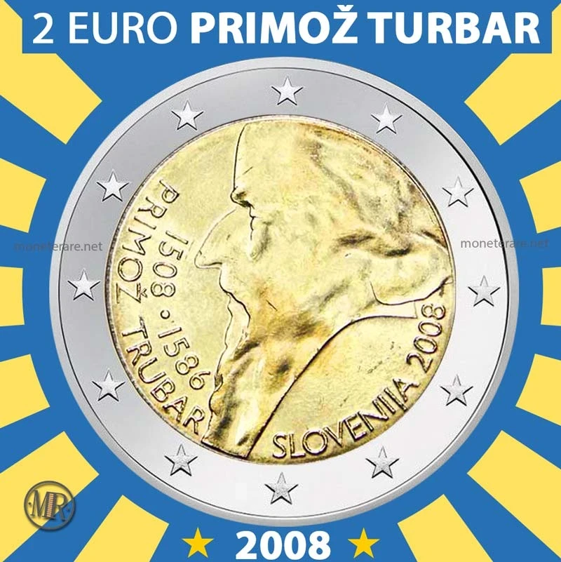 2€ 500 Anni della nascita di Primoz Trubar 2008 Slovenia (foto moneta)