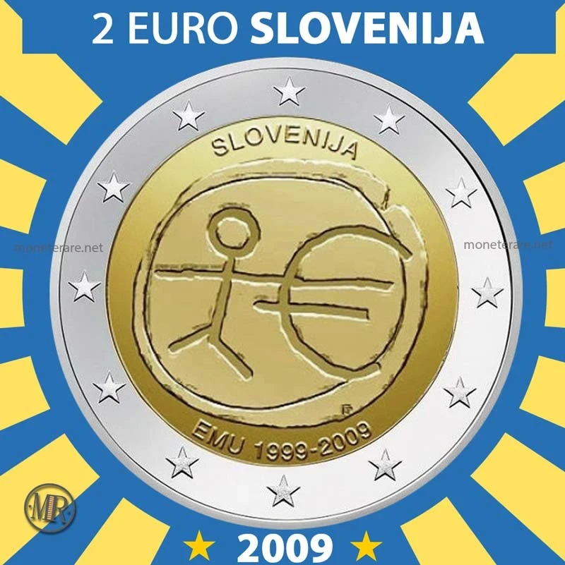 2€ 10 Anni dell’Unione Economica e Monetari 2009 Slovenia (foto moneta)