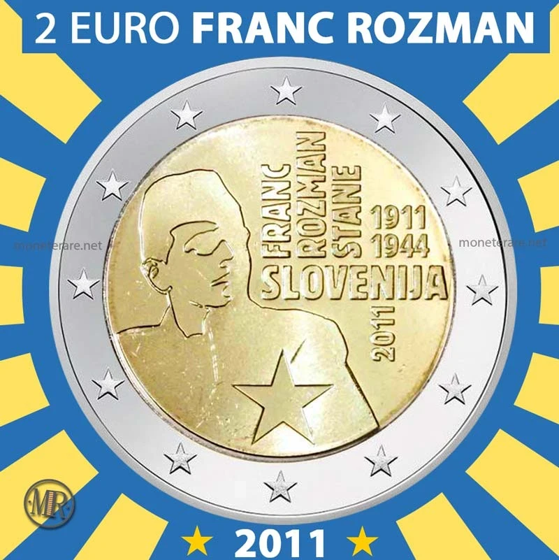 2€ 100 Anni della nascita di Franc Rozman 2011 Slovenia (foto moneta)