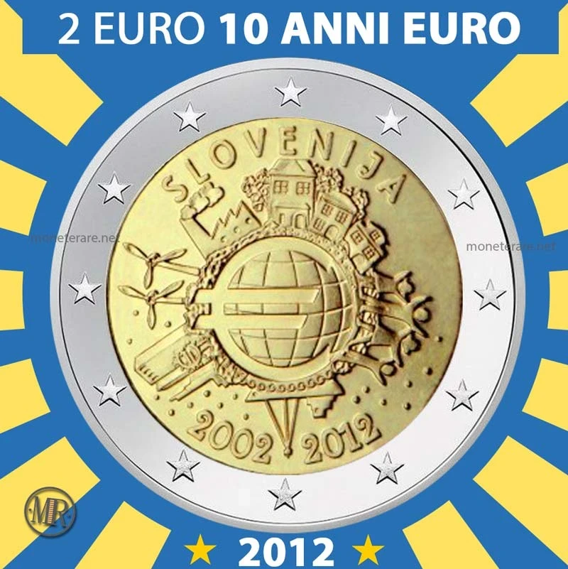 2€ 10° anniversario dell’Euro 2012 Slovenia (foto moneta)