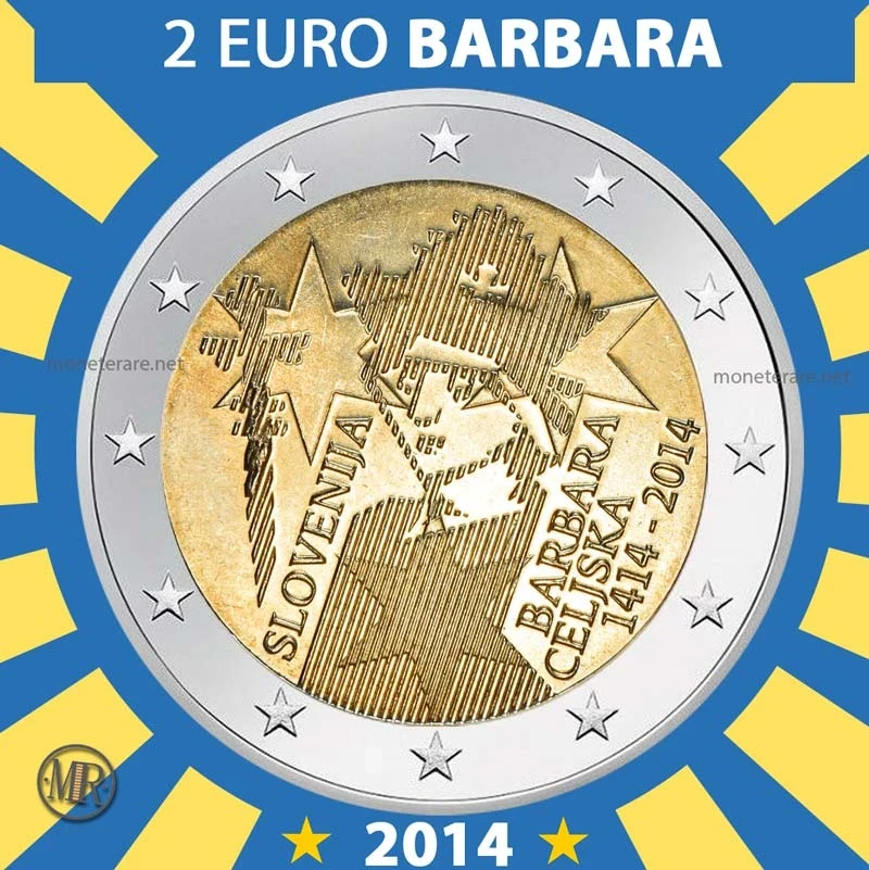 2€ 600 Anni incoronazione Regina Barbara di 2014 Slovenia (foto moneta)