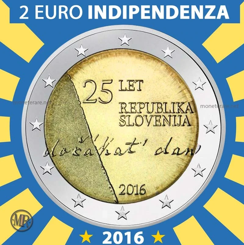 2€ 25 Anni indipendenza della Repubblica di 2016 Slovenia (foto moneta)