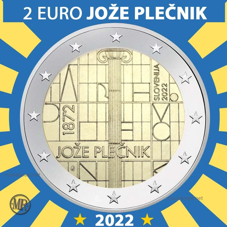 2€ 2 Euro Slovenia 2022 Jože Plečnik 2022 Slovenia (foto moneta)
