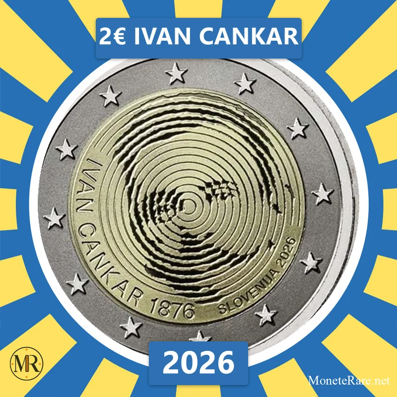 2€ Ivan Cankar 2026 Slovenia (foto moneta)