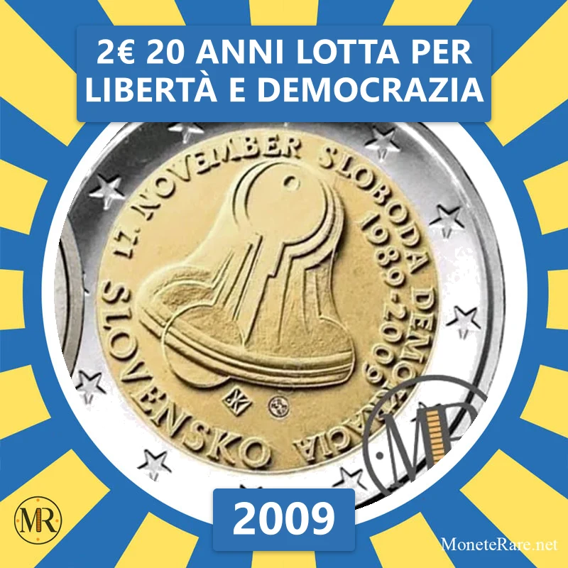 2€ 20 Anni Lotta per Libertà e Democrazia 2009 Slovacchia (foto moneta)