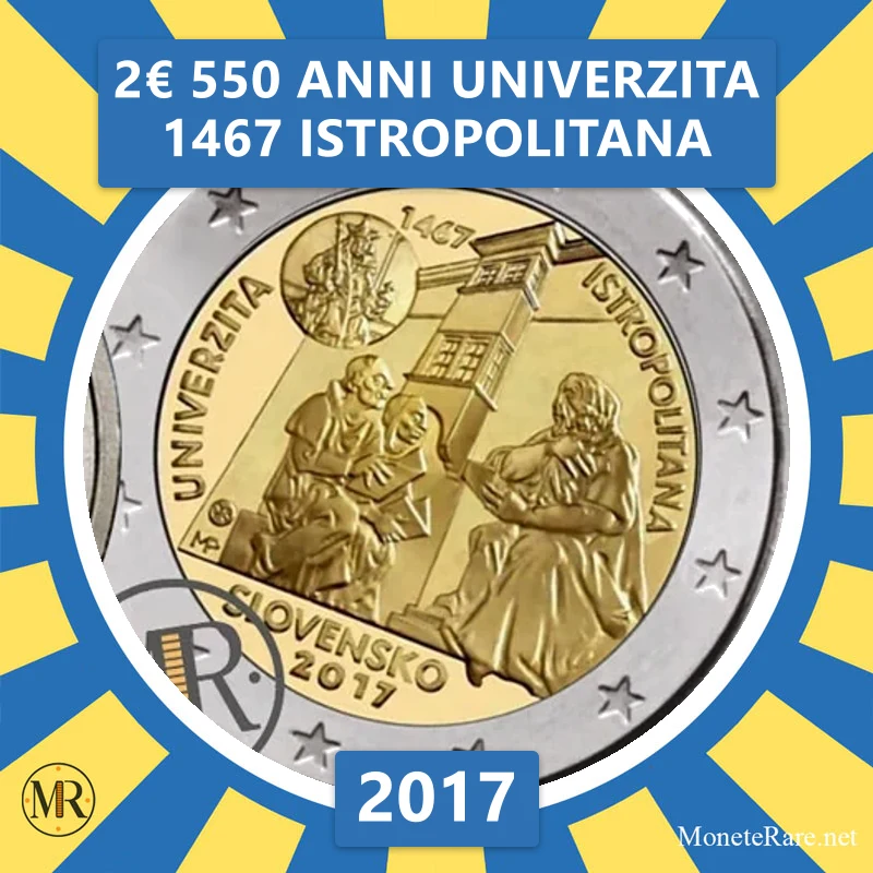 2€ 550 Anni UNIVERZITA 1467 ISTROPOLITANA 2017 Slovacchia (foto moneta)