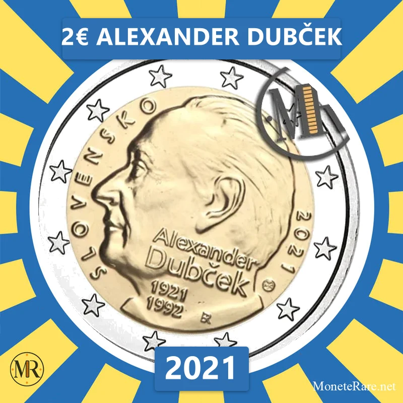 2€ Alexander Dubček 2021 Slovacchia (foto moneta)