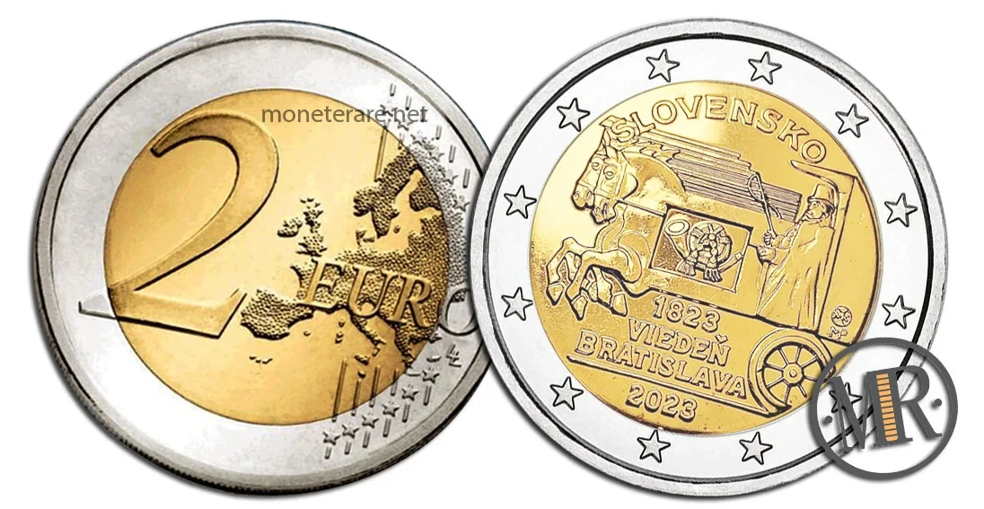 2 Euro Commemorativi Slovacchia 2023 Corriere a Cavallo Vienna Bratislava
