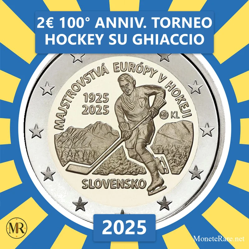 2€ 100° anniv. torneo hockey su ghiaccio 2025 Slovacchia (foto moneta)