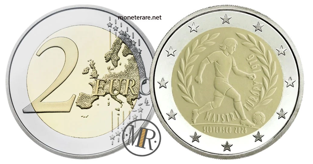 2 Euro Commemorativi Slovacchia 2026 – 50° anniv. vittoria Europei calcio 1976
