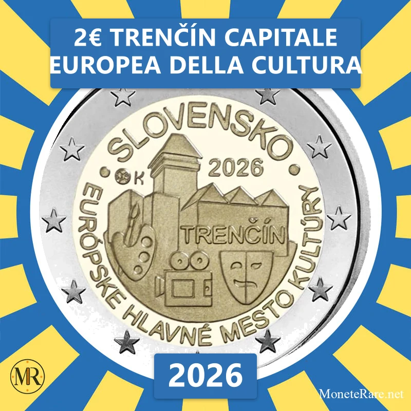 2€ Trenčín capitale europea della cultura 2026 Slovacchia (foto moneta)