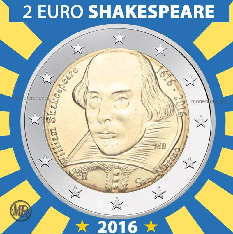 2€ William Shakespeare 2016 Estonia (foto moneta)