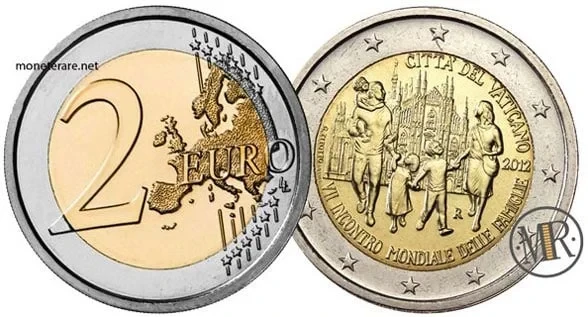 2 Euro Commemorativi Vaticano 2012 VII Incontro mondiale delle famiglie