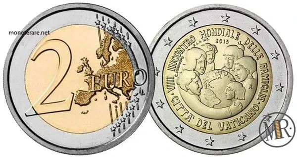 2 Euro Commemorativi Vaticano 2015 VIII Incontro mondiale delle famiglie