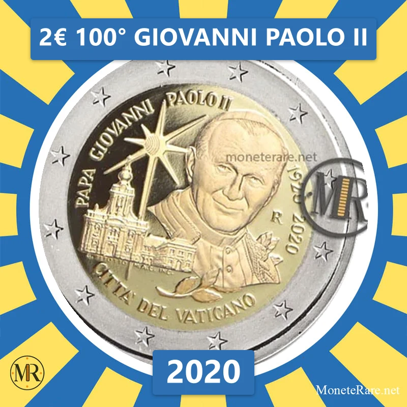 2€ 100° Giovanni Paolo II 2020 Vaticano (foto moneta)