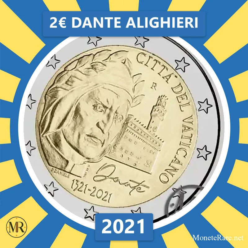 2€ Dante Alighieri 2021 Vaticano (foto moneta)