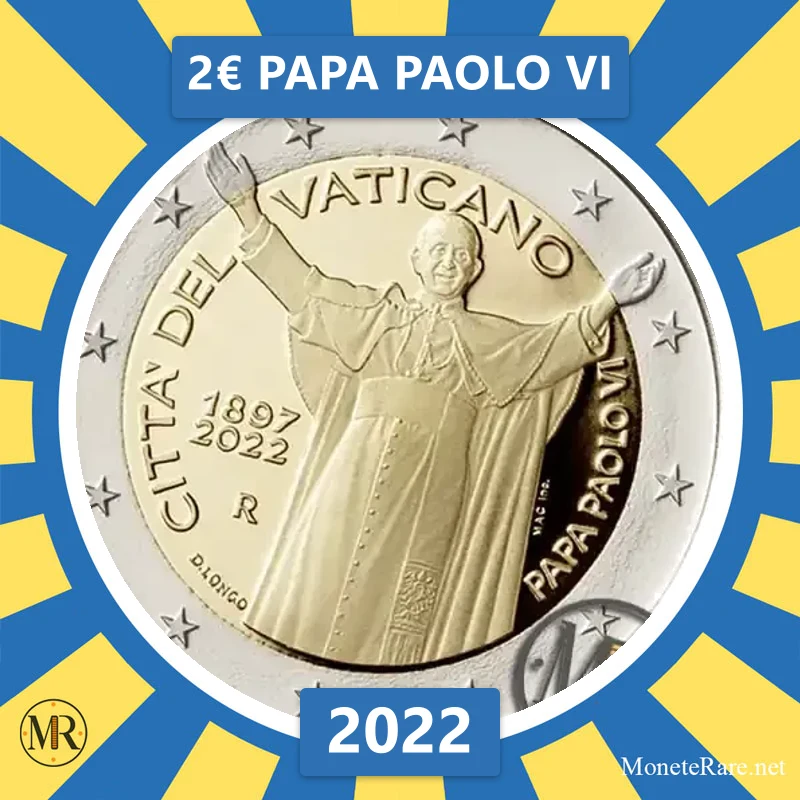 2€ Papa Paolo VI 2022 Vaticano (foto moneta)